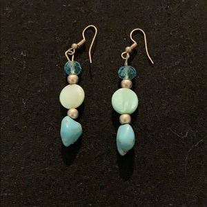 blue stone dangle earrings